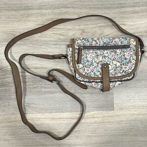 American Eagle Outfitters Small Floral Crossbody Purse Brown Faux Leather Bag